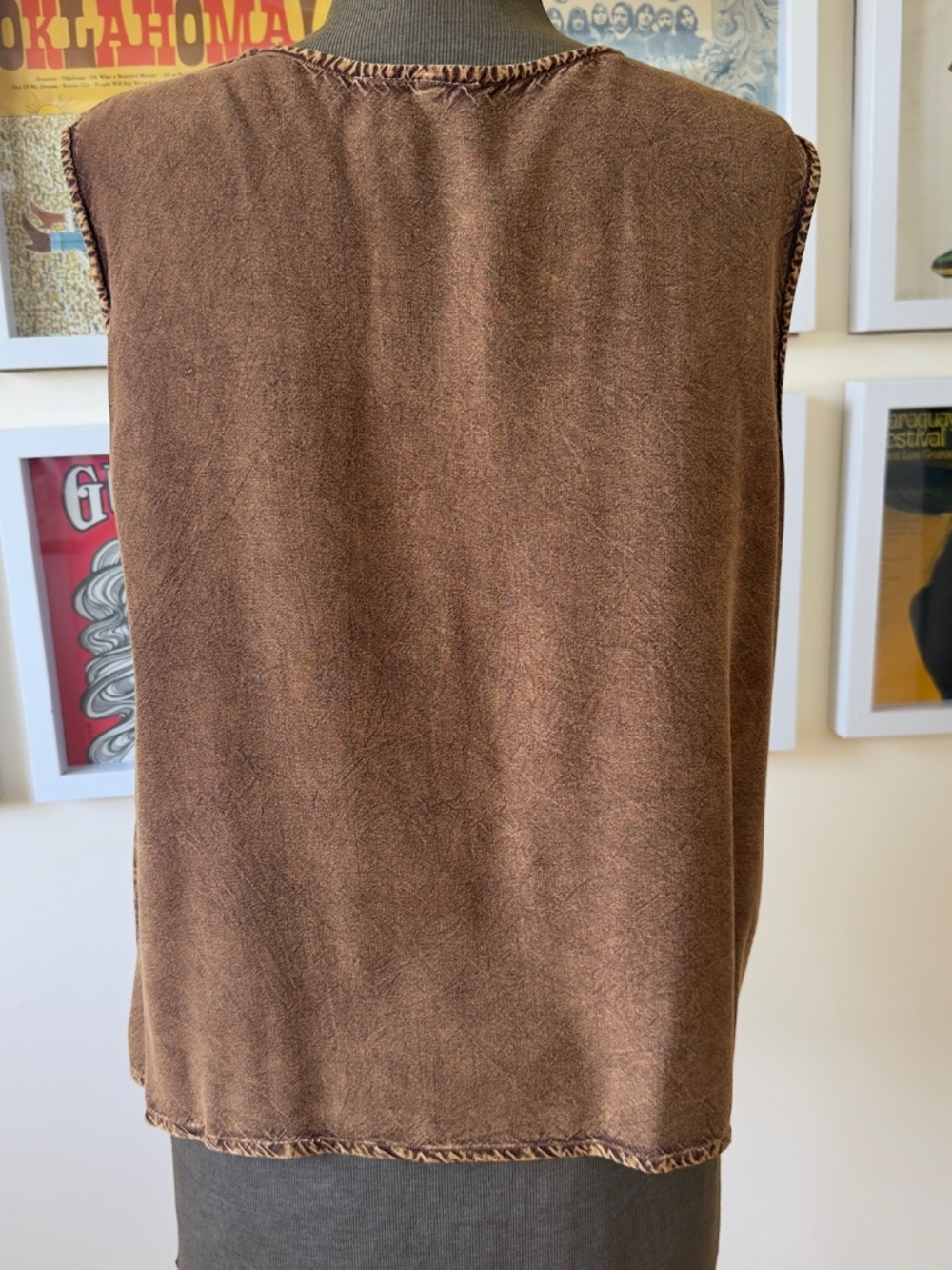 Vintage 90s Brown Boho Patchwork Tank | Festival | Earthy Cottagecore Indie - Picture 2 of 7